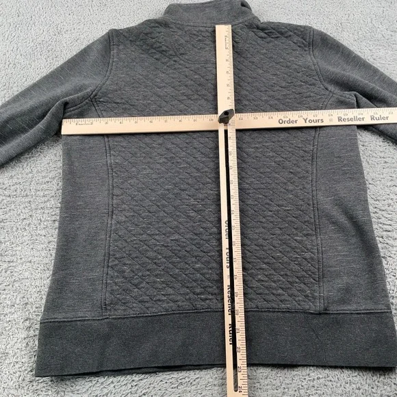 LL Bean Sweatshirt Womens Medium Gray 1/4 Zip Quilted Pullover Casual Warm - Picture 6 of 11